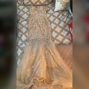 Beaded Nude Mermaid Prom Dress